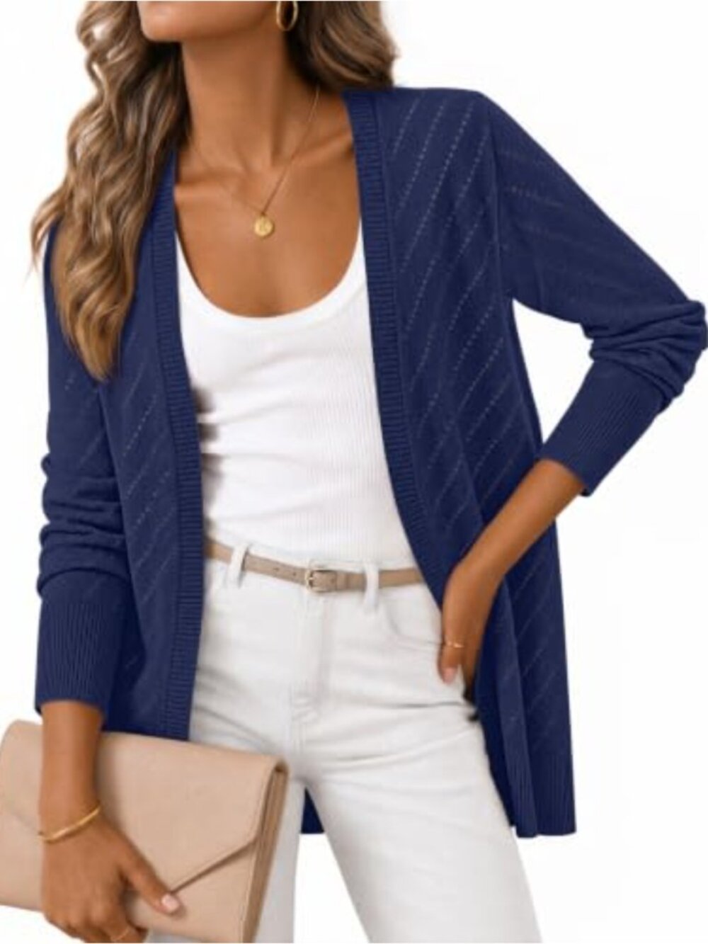 MEROKEETY Women's Crochet Lightweight Cardigan Open Front Boho Fall Sweater